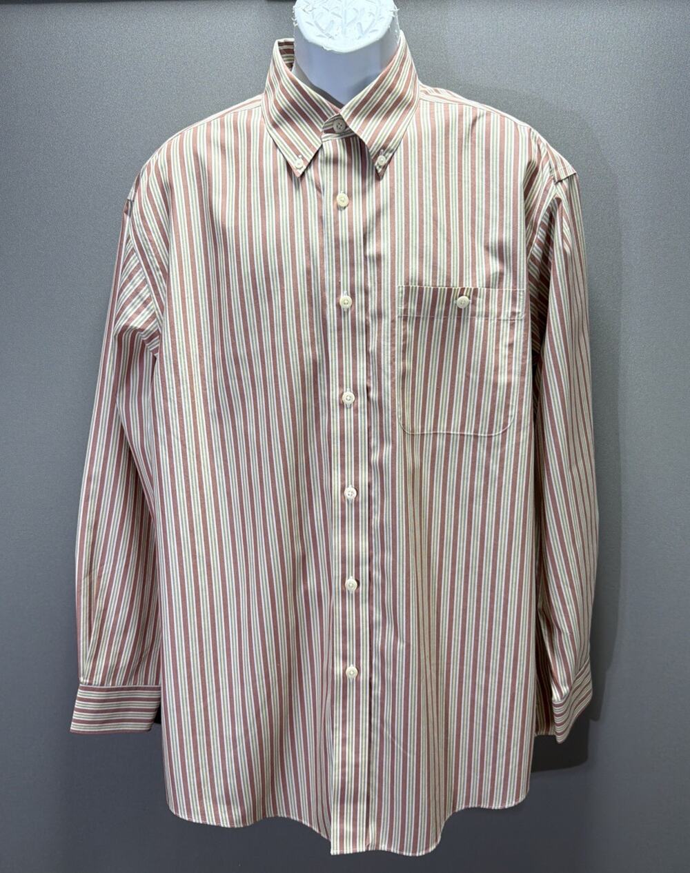 Vintage 90s Orvis Shirt Mens Multi Color Striped Long Sleeve Cotton Casual